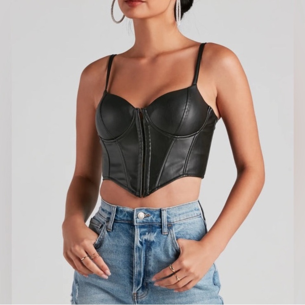 Black Faux Leather Top